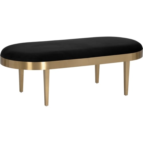 Jolie Bench in Black Sky Fabric on Gold Legs